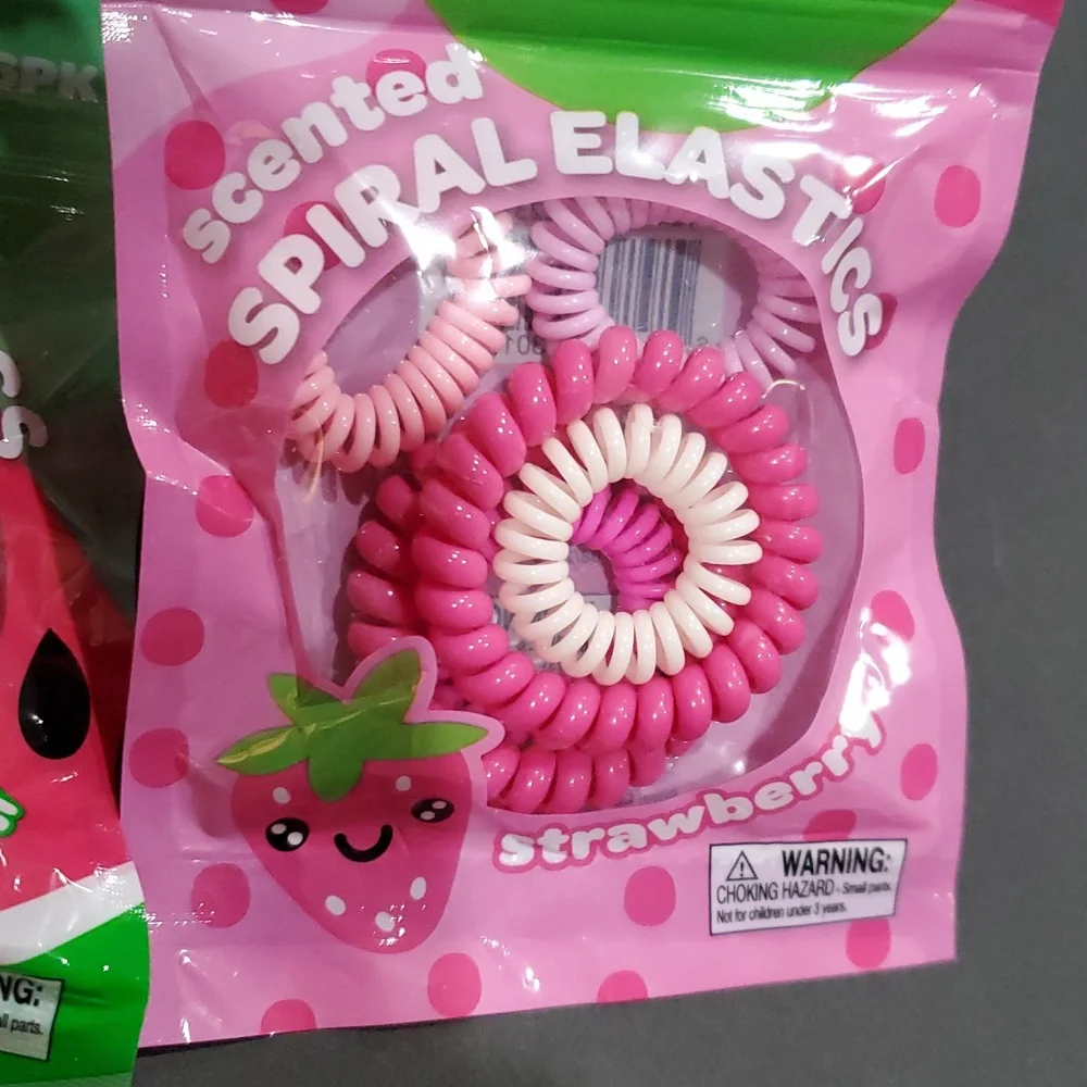 12 piece watermelon‎ and strawberry scented spiral elastics hair coils brand new